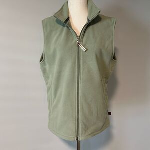 Sz L Woolrich fleece vest sage green full zip pockets